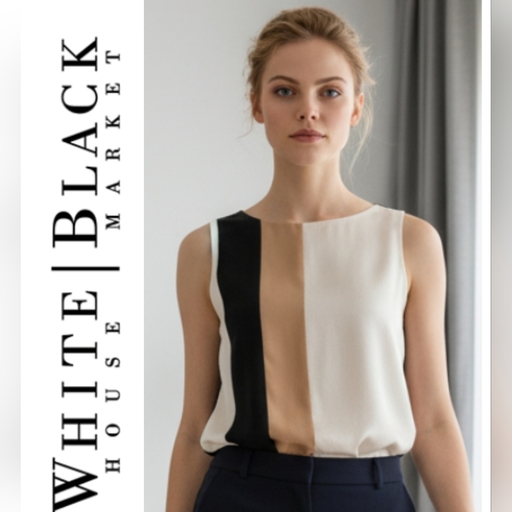 White House Black Market Elegant Tricolor Blouse